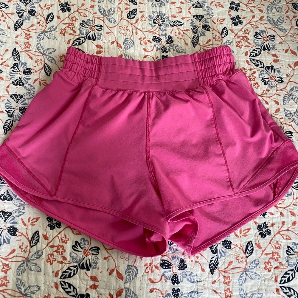 Lululemon hotty hot high rise short. 2.5 inseam. Size 4. Sonic pink